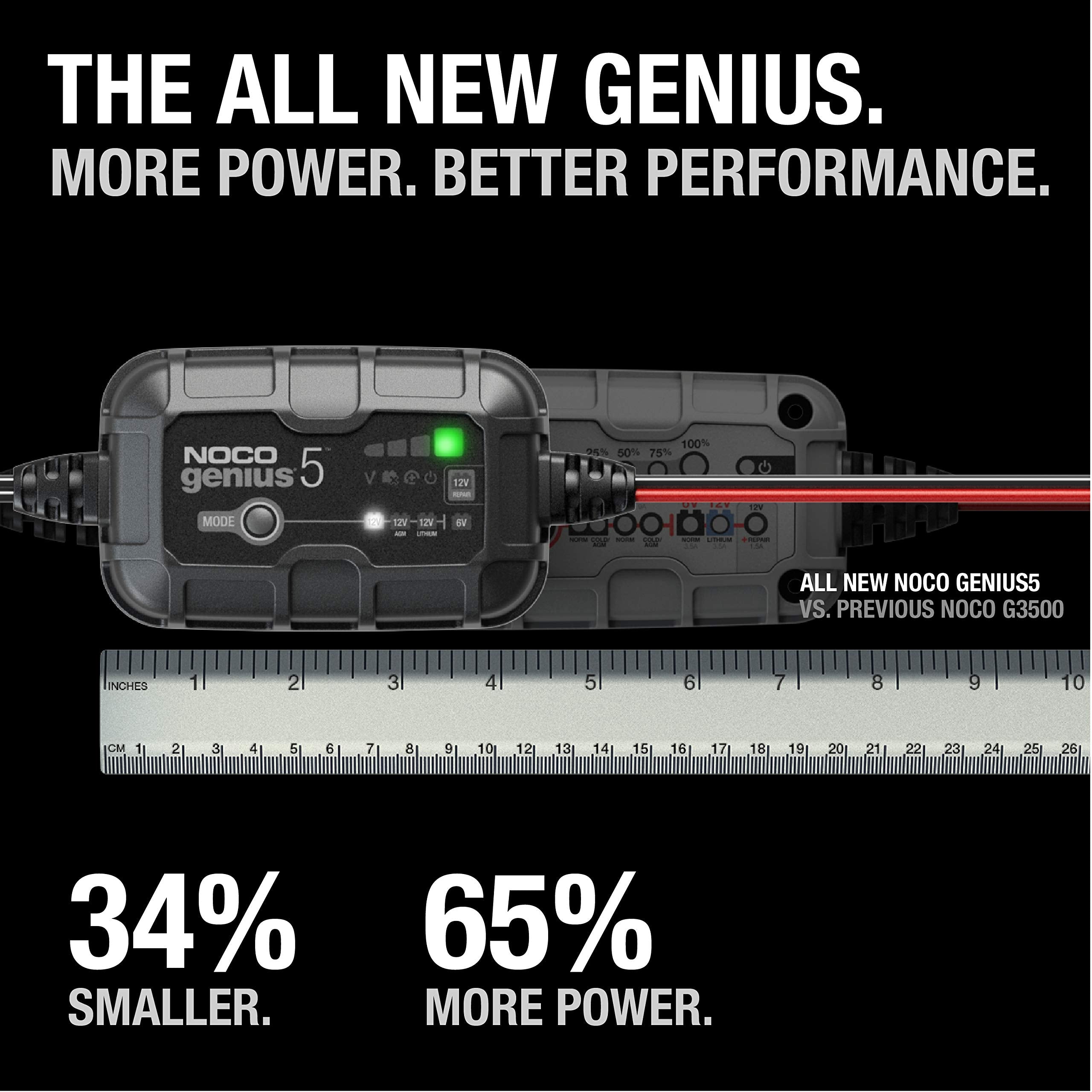 NOCO NOCO GENIUS5: 5A 6V/12V Smart Battery Charger – Automatic Maintainer, Trickle Charger & Desulfator with - Outdoor Depot