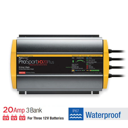 ProMariner ProMariner 44021 ProSport HD Waterproof Marine Battery Charger, 20 Amp, 3 Bank - Outdoor Depot