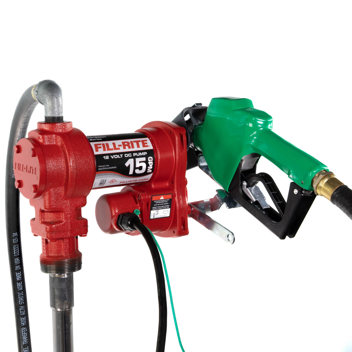 Fill-Rite Fill-Rite FR1210HA1 12V 15 GPM Fuel Transfer Pump with Discharge Hose & Automatic Nozzle, Green - - Outdoor Depot