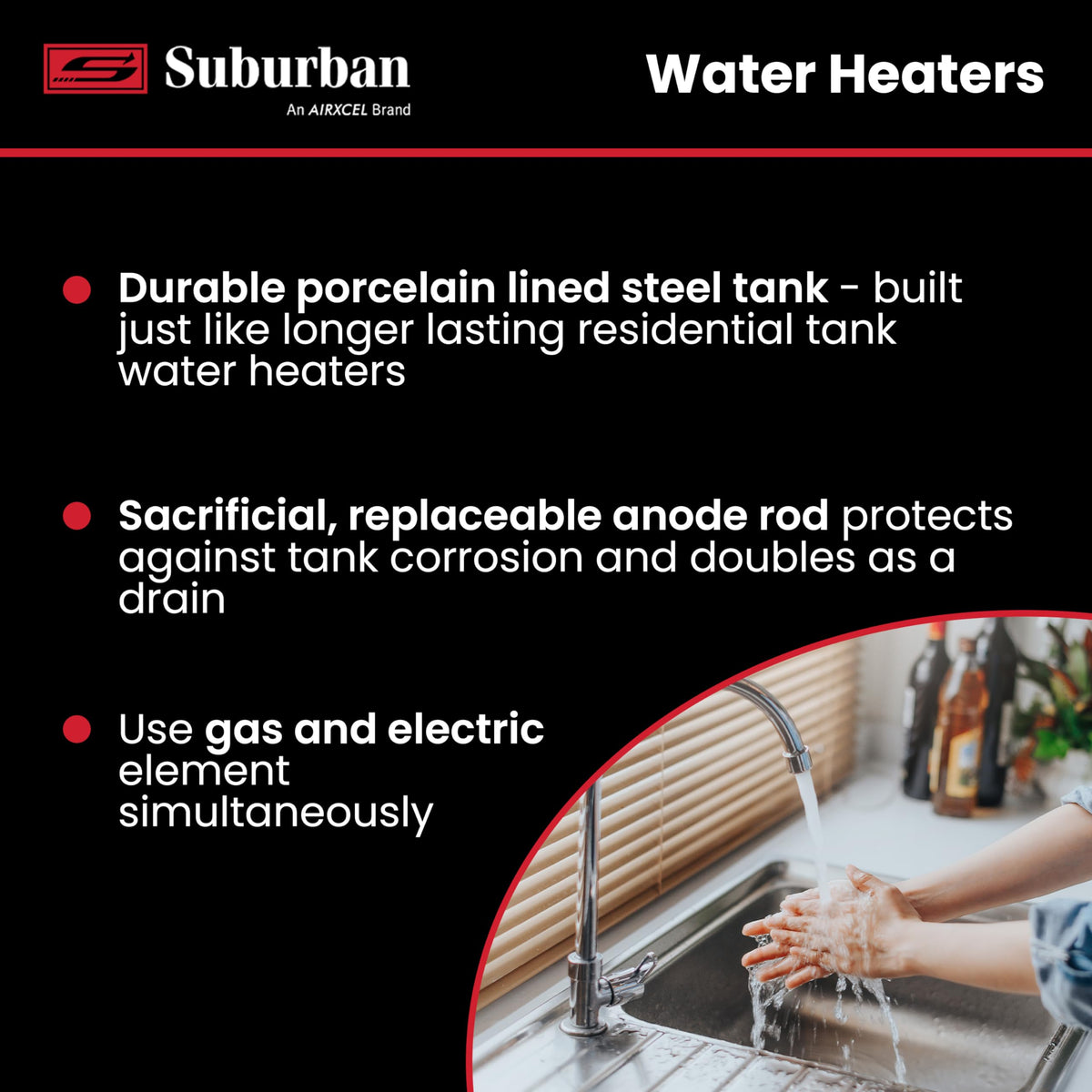 Suburban Suburban Advantage RV Tank Water Heater SW10DEL - 10 Gallon Porcelain Lined Steel Tank with Direct - Outdoor Depot