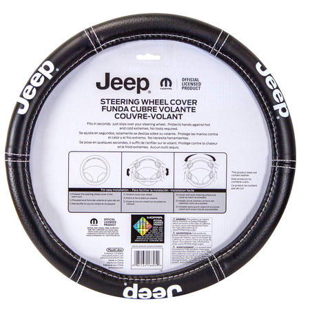 Plasticolor Plasticolor 006695R01 Jeep Deluxe High Contrast Stitching Premium Steering Wheel Cover for Cars, - Outdoor Depot