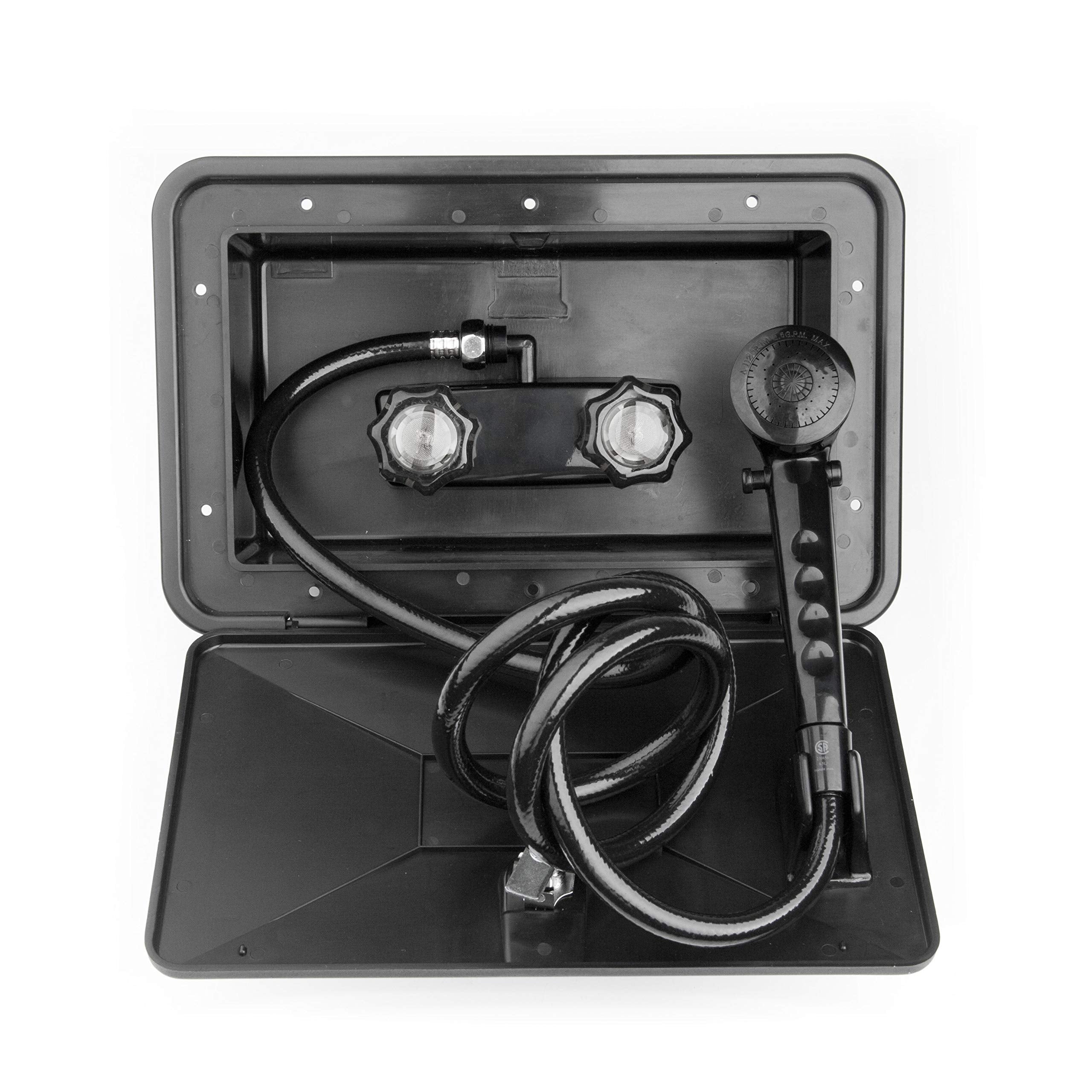 Dura Faucet Dura Faucet DF-SA170-BK RV Weatherproof Exterior Shower Box Kit - Lock and Key (Black) - Outdoor Depot