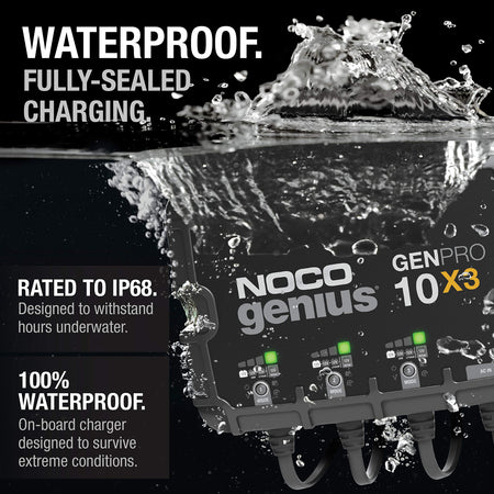 NOCO NOCO Genius GENPRO10X3, 3-Bank, 30A (10A/Bank) Smart Marine Battery Charger, 12V Waterproof Onboard - Outdoor Depot