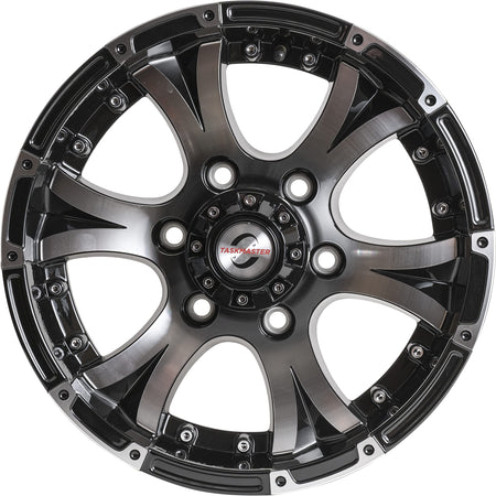 Taskmaster Components Viking Series 15 x 6 6x5.5 Black Machined Lip and Face Aluminum Trailer Wheel Rim - Outdoor Depot