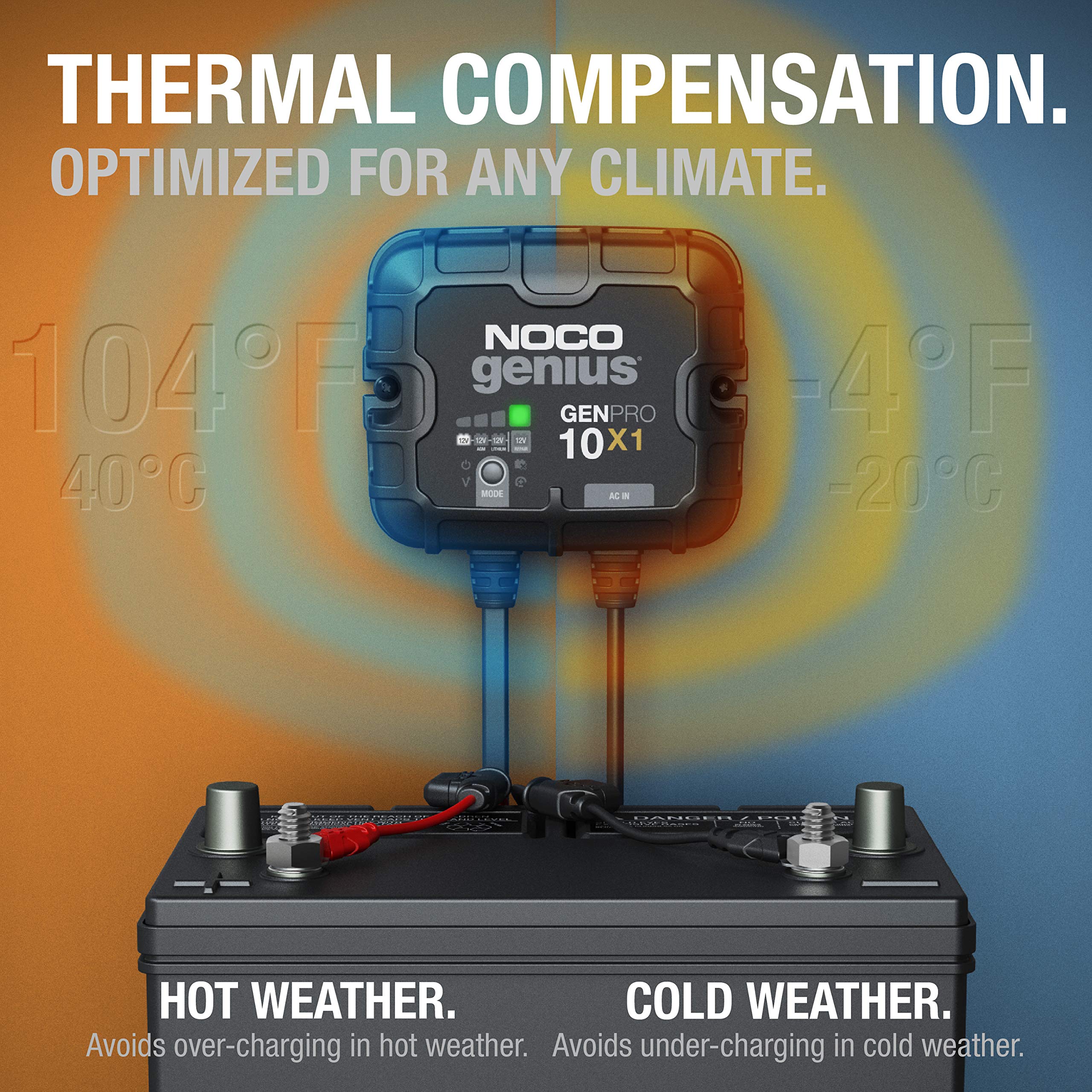 NOCO NOCO Genius GENPRO10X1: 1-Bank, 10A Onboard Battery Charger - 10A Per Bank, 12V Waterproof Marine - Outdoor Depot