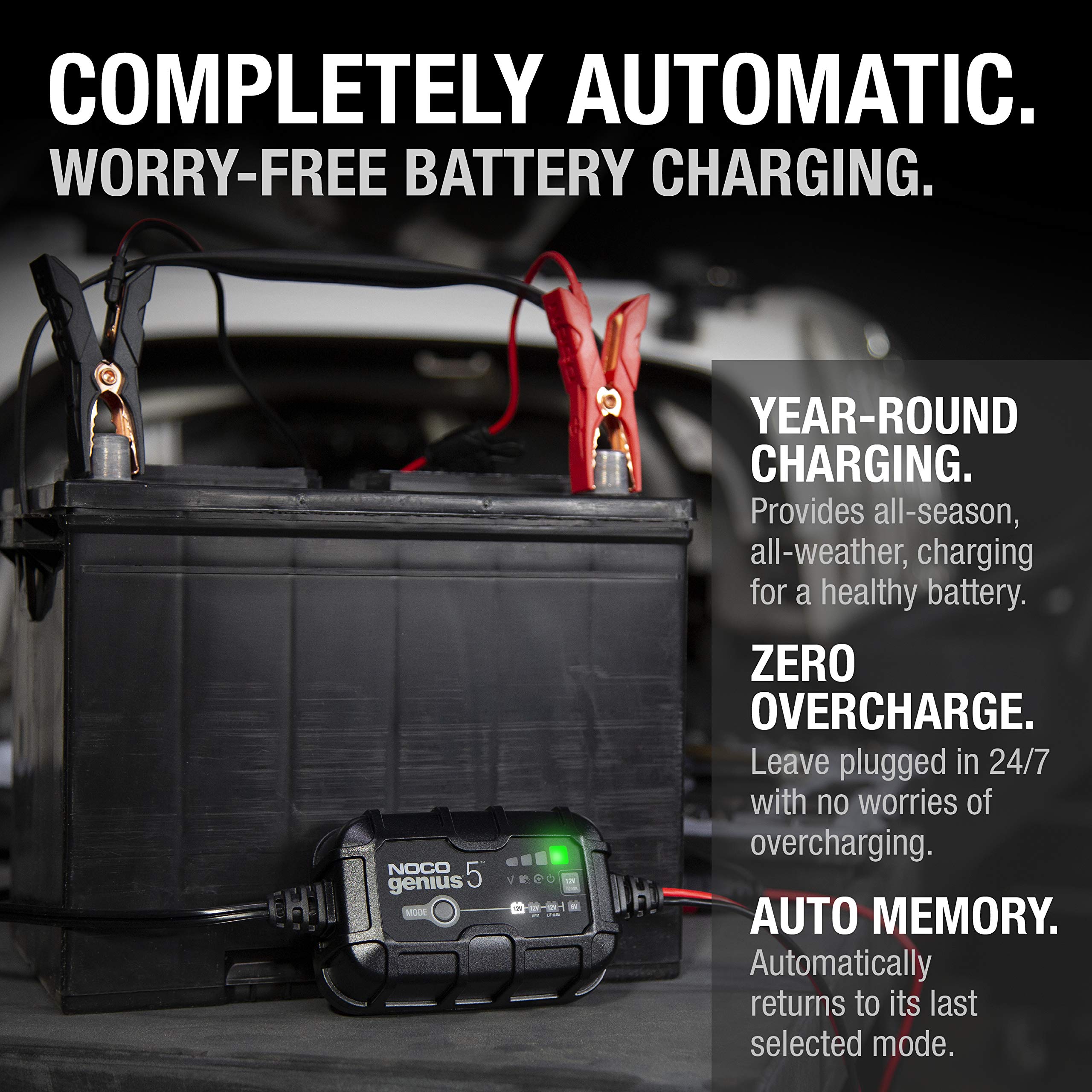 NOCO NOCO GENIUS2: 2A 6V/12V Smart Battery Charger – Automatic Maintainer, Trickle Charger & Desulfator with - Outdoor Depot