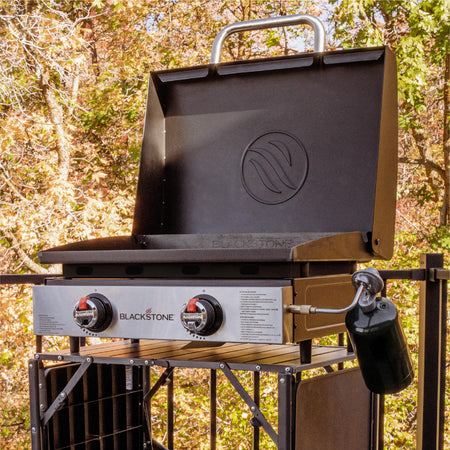 BLACKSTONE Blackstone 2205 Original 22” Omnivore Tabletop Griddle with Hood, Powder Coated Steel, Black - Outdoor Depot