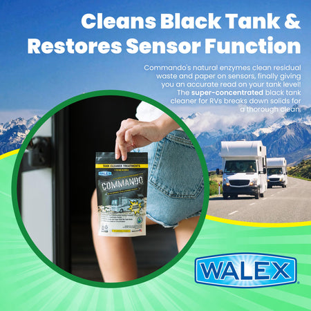 Walex Walex Commando RV Black Holding Tank & Sensor Cleaner - Eliminates Waste & Paper Buildup, Restores - Outdoor Depot