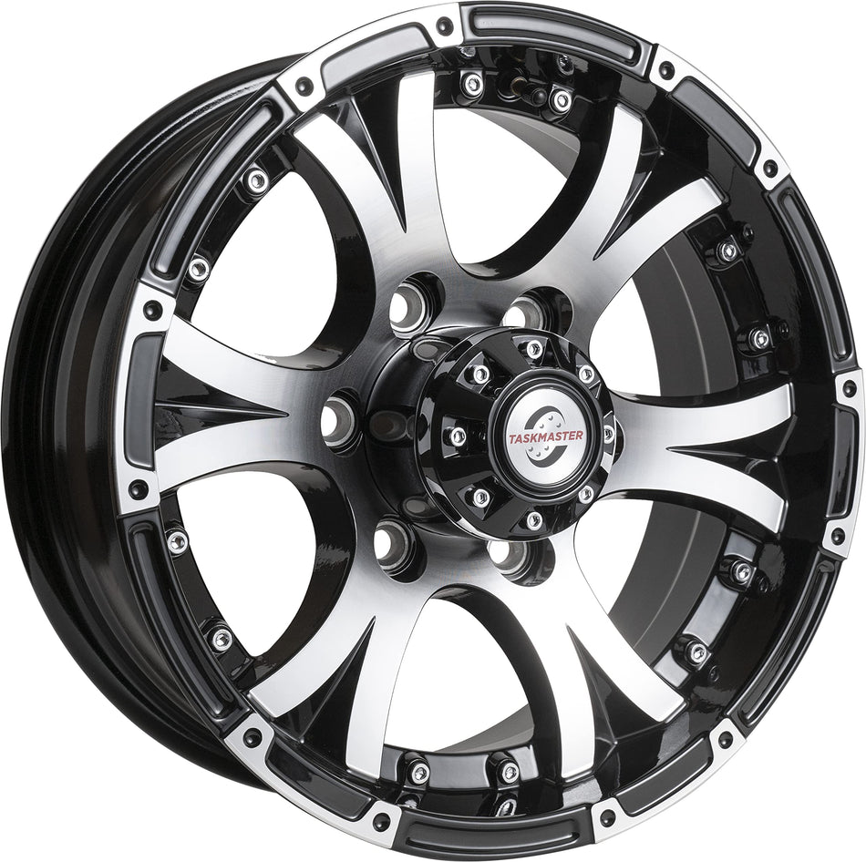 TASKMASTER AX02560655BMFL Viking Aluminum Trailer Wheel 15x6 6 Lug on 5.5 Black Machined Face...