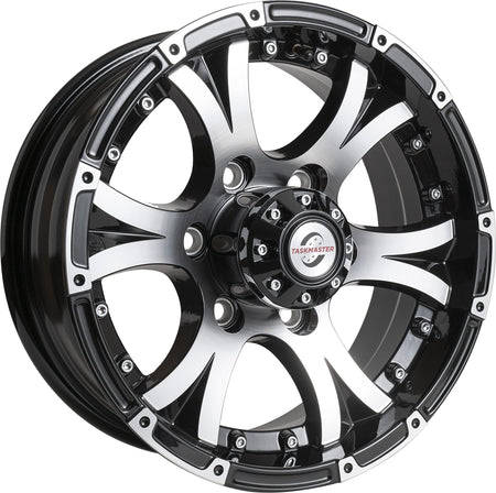 Taskmaster Components Viking Series 15 x 6 6x5.5 Black Machined Lip and Face Aluminum Trailer Wheel Rim - Outdoor Depot