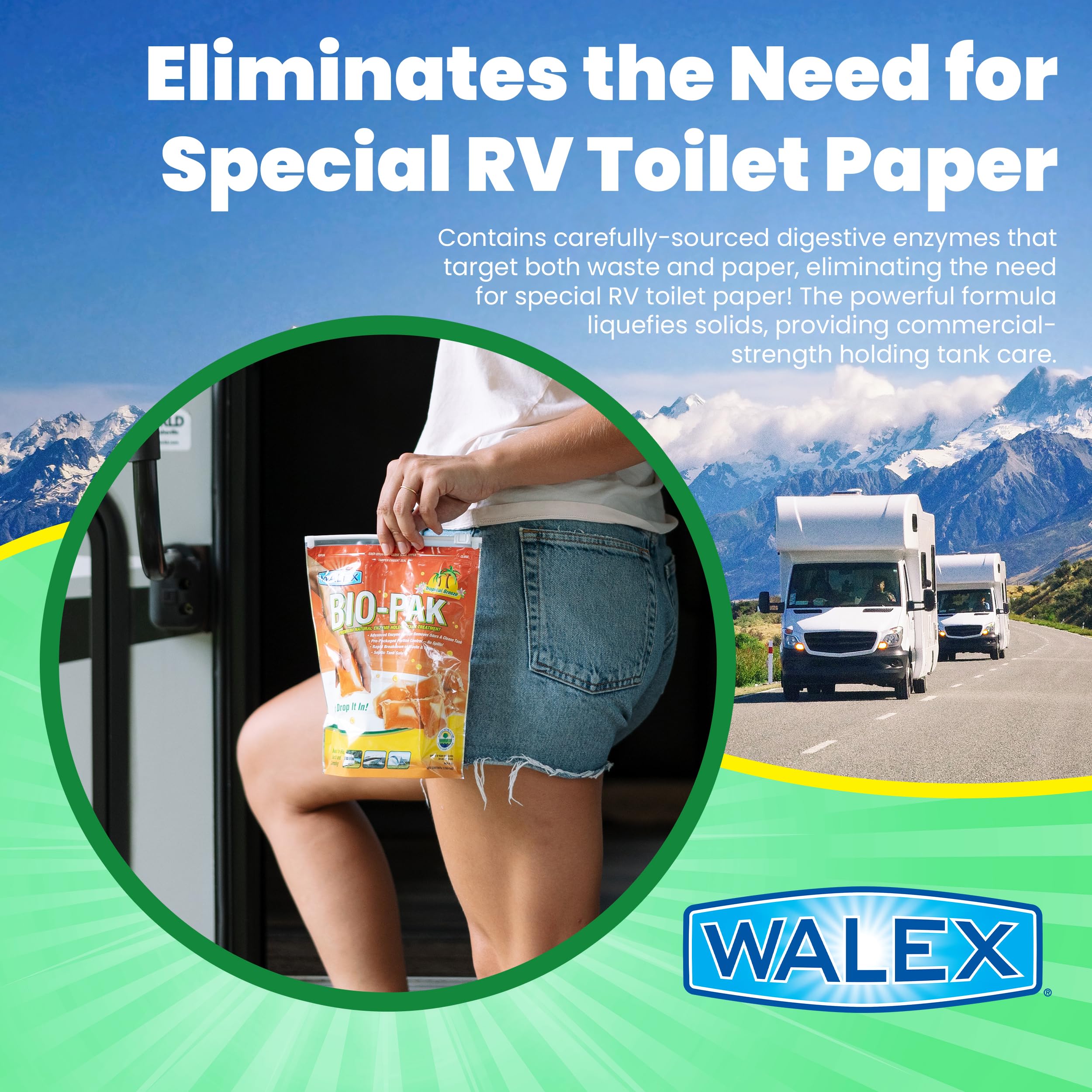 Walex Walex Bio-Pak Black Holding Tank Deodorizer & Waste Digester Drop-Ins - Advanced Enzyme Formula for - Outdoor Depot