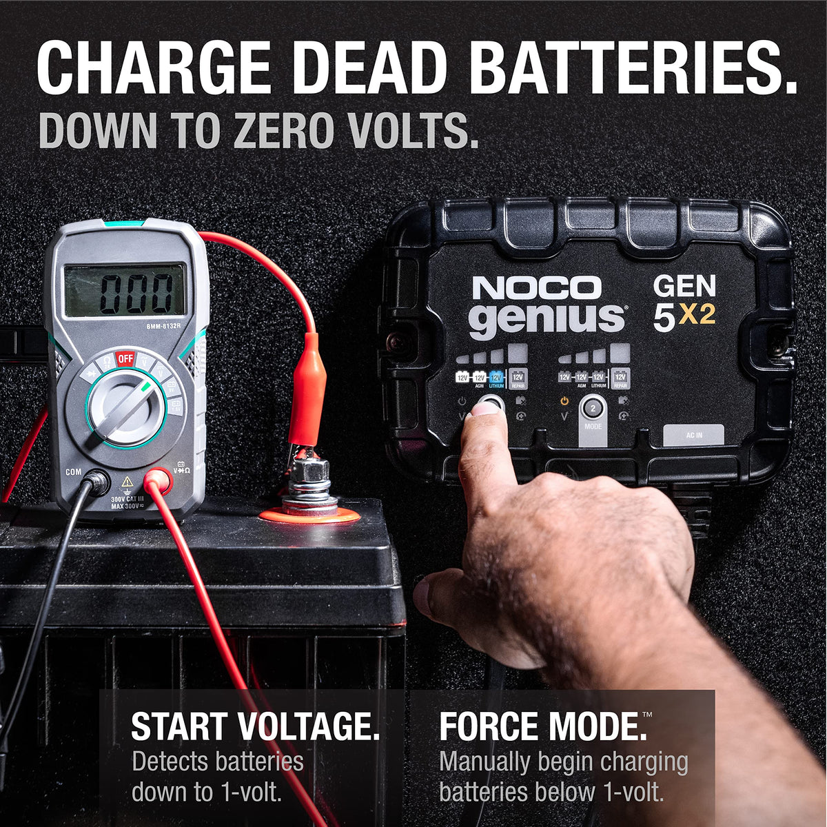 NOCO NOCO Genius GEN5X2: 2-Bank, 10A Onboard Battery Charger - 5A Per Bank, 12V Waterproof Marine Charger - Outdoor Depot
