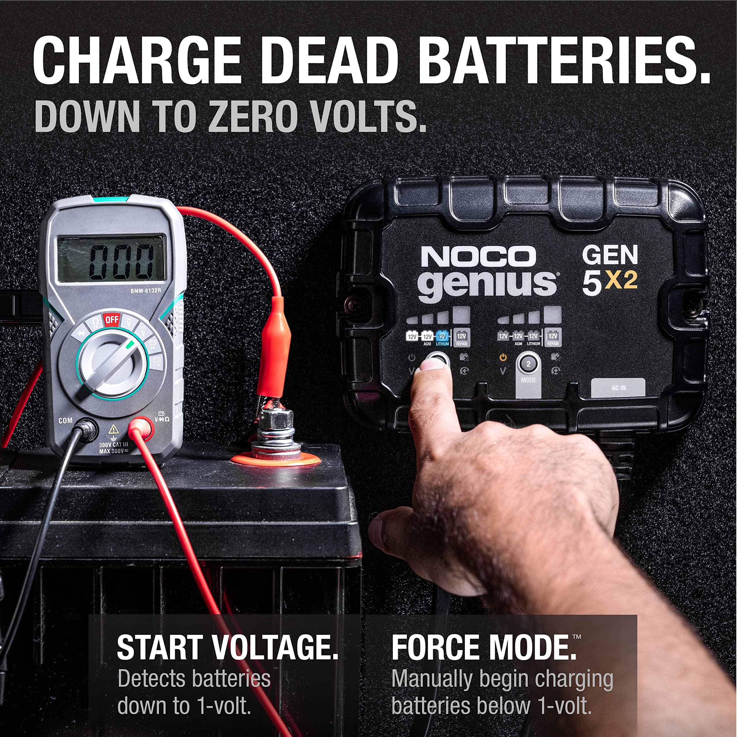 NOCO NOCO Genius GEN5X2: 2-Bank, 10A Onboard Battery Charger - 5A Per Bank, 12V Waterproof Marine Charger - Outdoor Depot