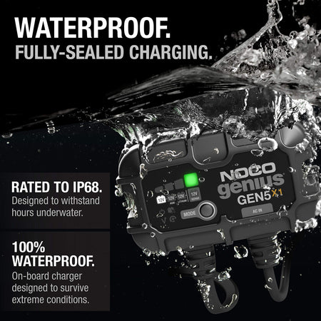 NOCO NOCO Genius GEN5X1: 1-Bank, 5A Onboard Battery Charger - 5A Per Bank, 12V Waterproof Marine Charger - Outdoor Depot