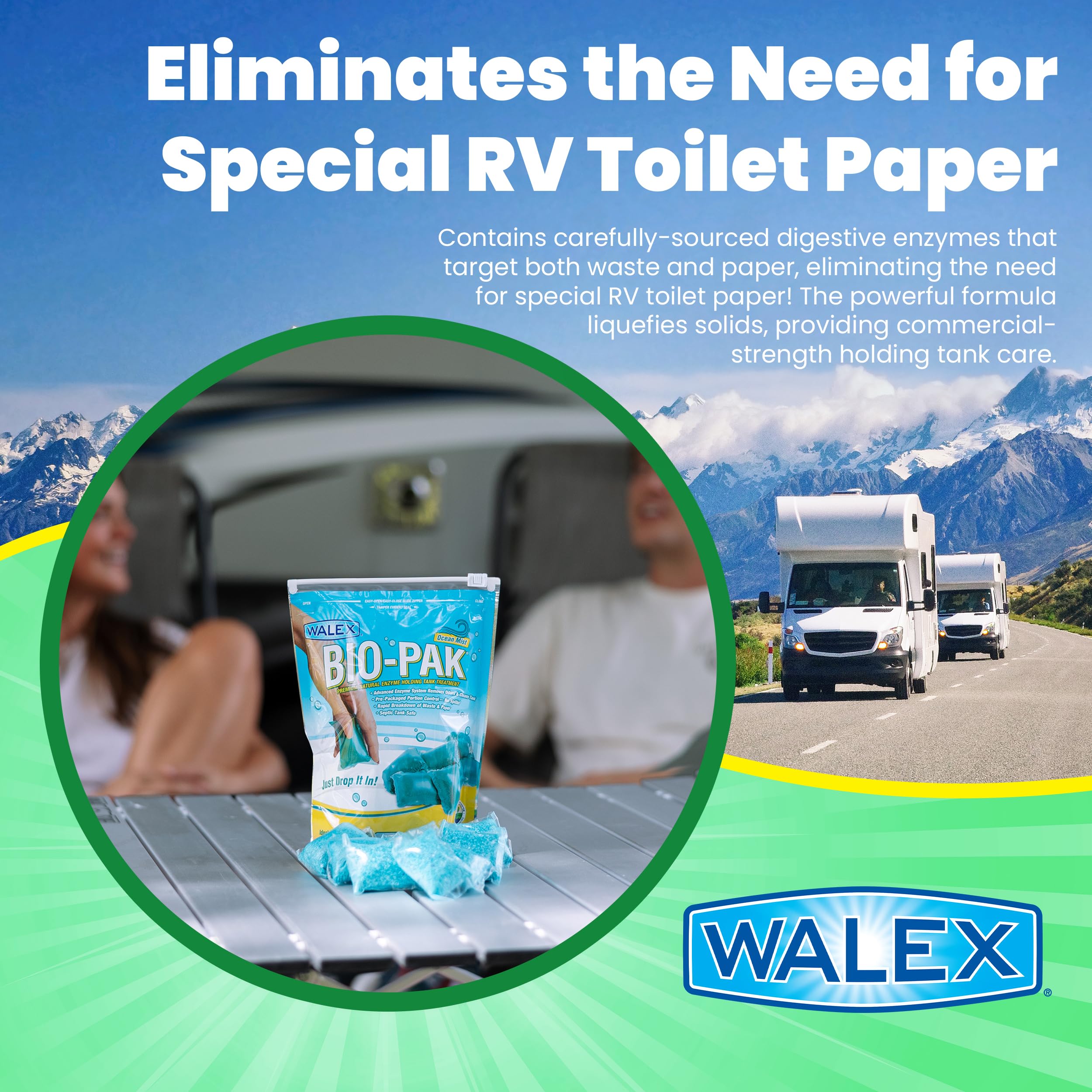 Walex Walex Bio-Pak Black Holding Tank Deodorizer & Waste Digester Drop-Ins - Advanced Enzyme Formula for - Outdoor Depot
