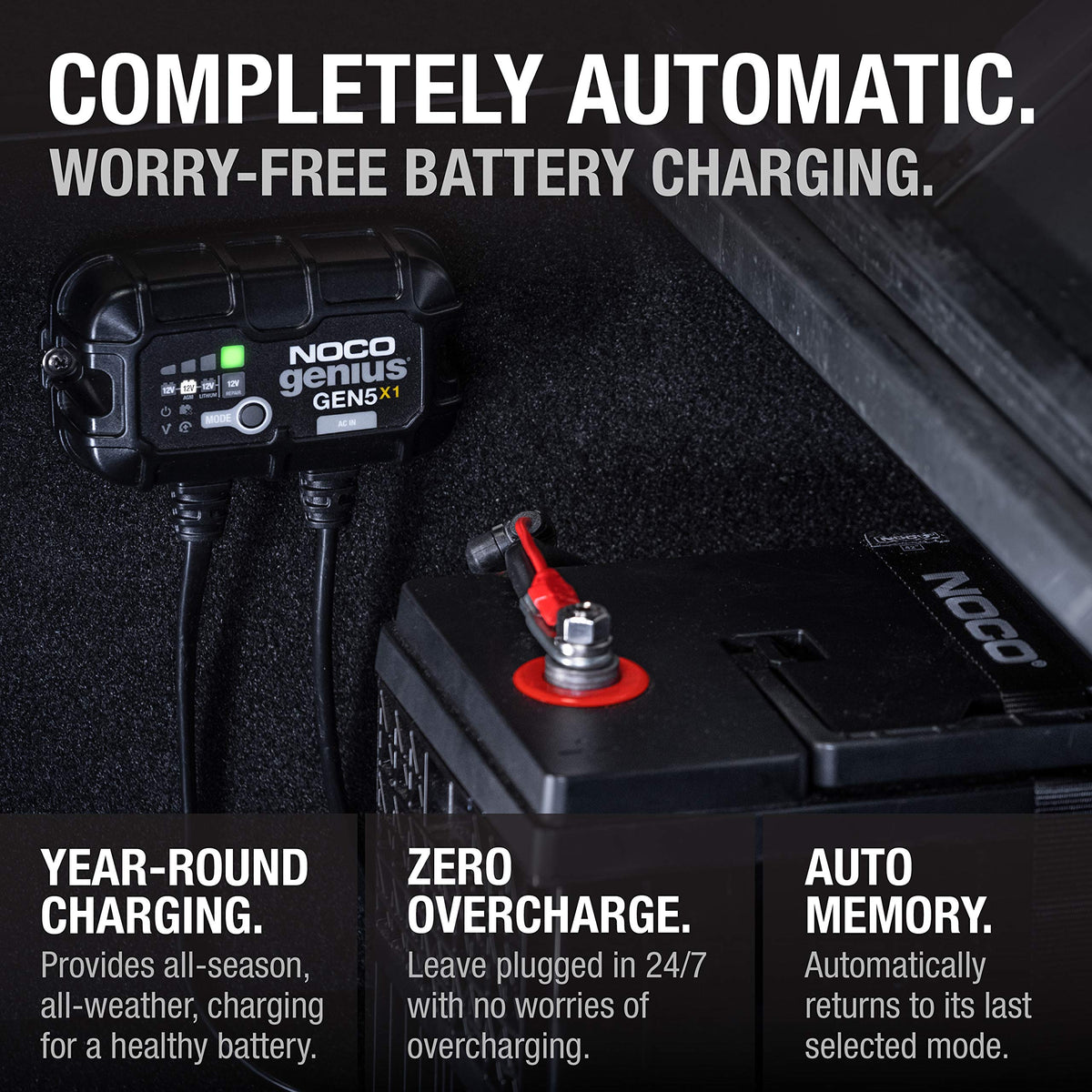 NOCO NOCO Genius GEN5X1: 1-Bank, 5A Onboard Battery Charger - 5A Per Bank, 12V Waterproof Marine Charger - Outdoor Depot