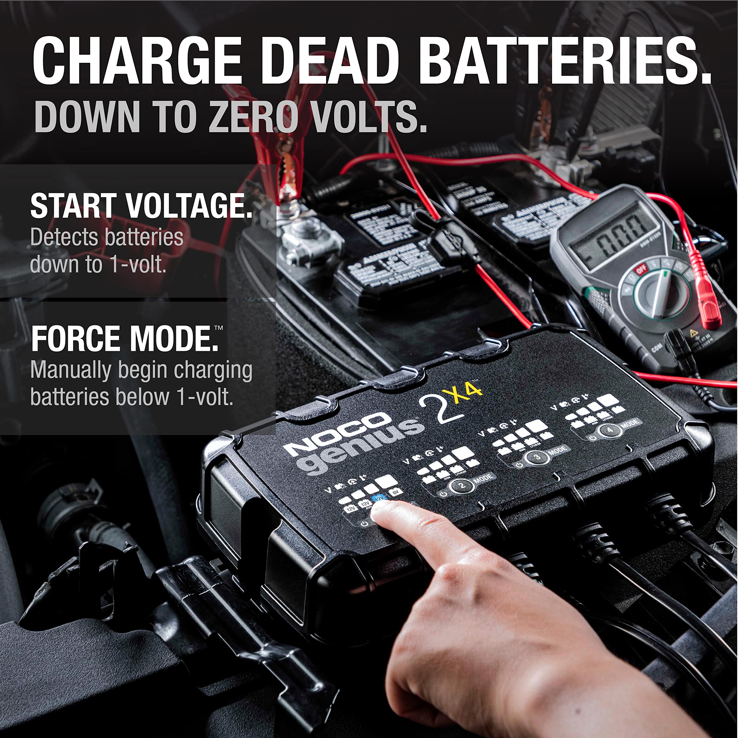 NOCO NOCO GENIUS2X4: 8A 4-Bank Smart Battery Charger (2A/Bank) - 6V/12V Automatic Maintainer, Trickle - Outdoor Depot