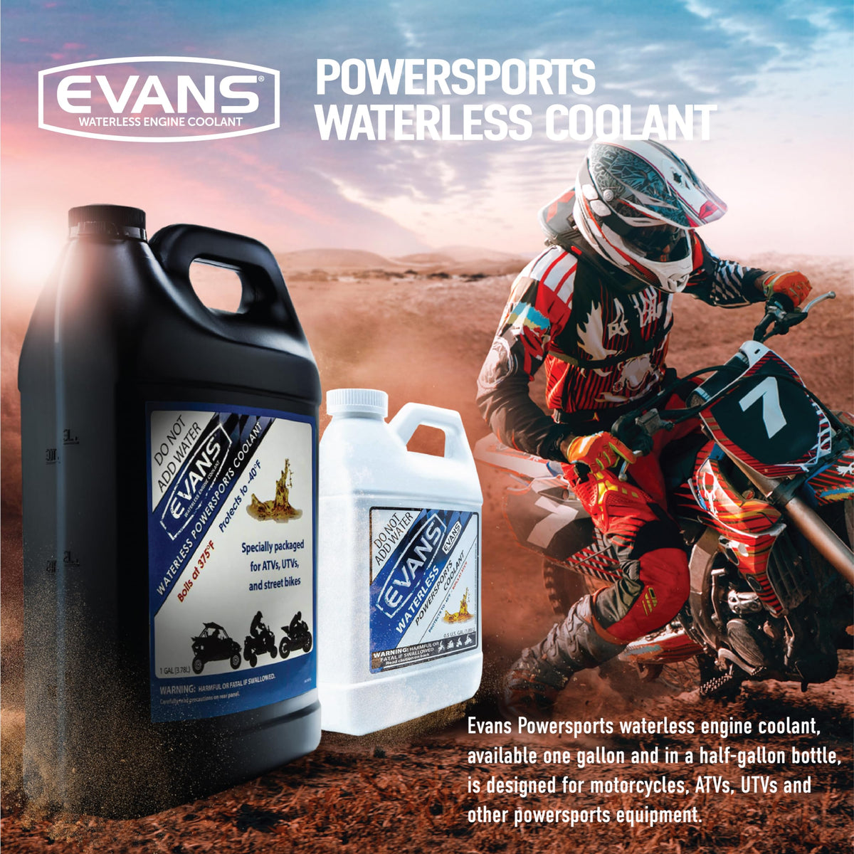EVANS EVANS Coolant EC72064 Powersports Waterless Engine Coolant, 1/2 gallon - Outdoor Depot