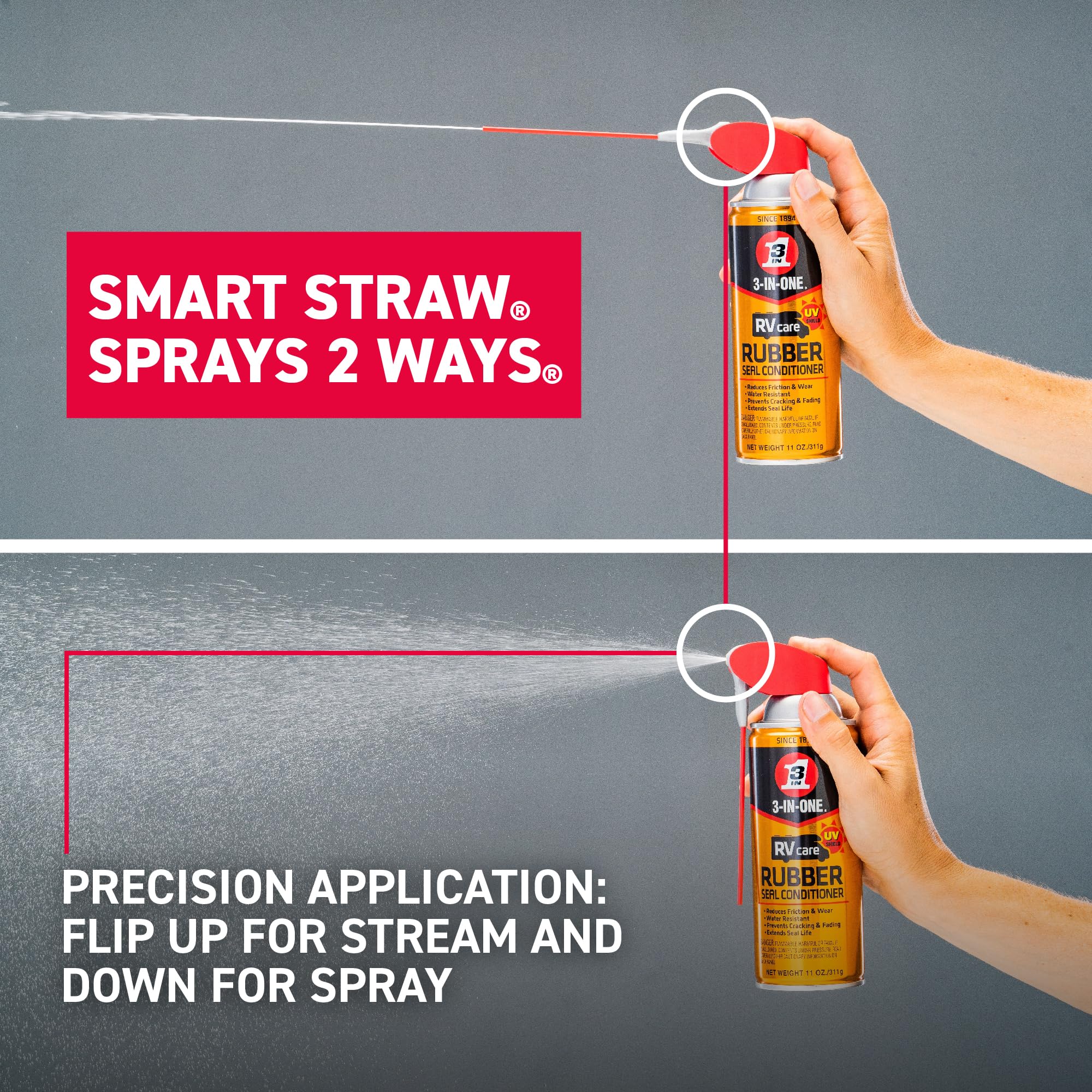 3-IN-ONE 3-IN-ONE RVcare Rubber Seal Conditioner with SMART STRAW SPRAYS 2 WAYS, 11 OZ - Outdoor-Depot.us