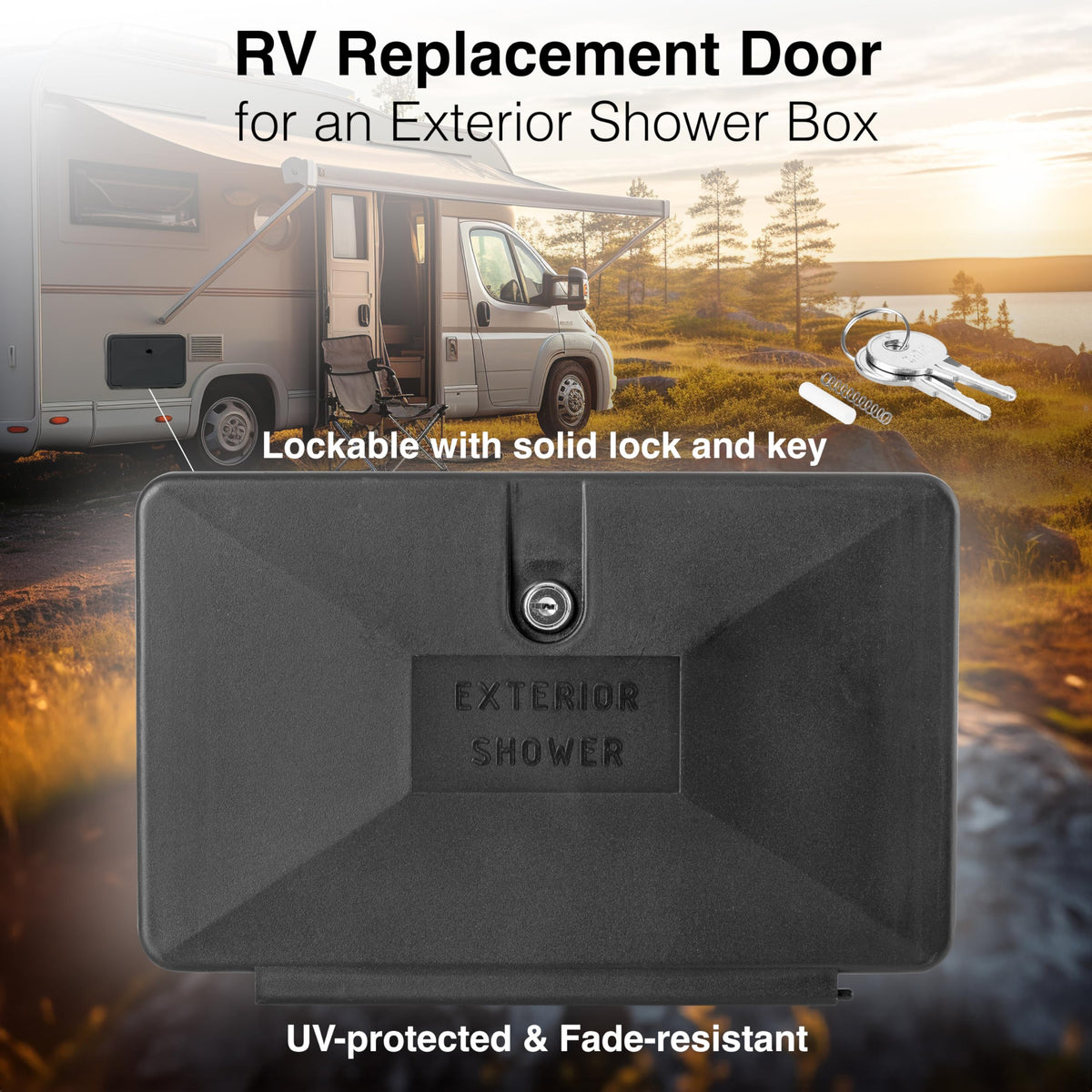 Dura Faucet Dura Faucet DF-SA170D-BK RV Weatherproof Replacement Door for Branded Exterior Shower Box Kit - - Outdoor Depot