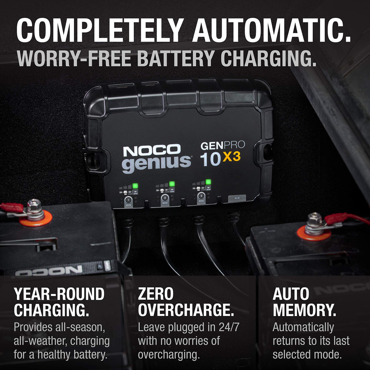 NOCO NOCO Genius GENPRO10X3, 3-Bank, 30A (10A/Bank) Smart Marine Battery Charger, 12V Waterproof Onboard - Outdoor Depot