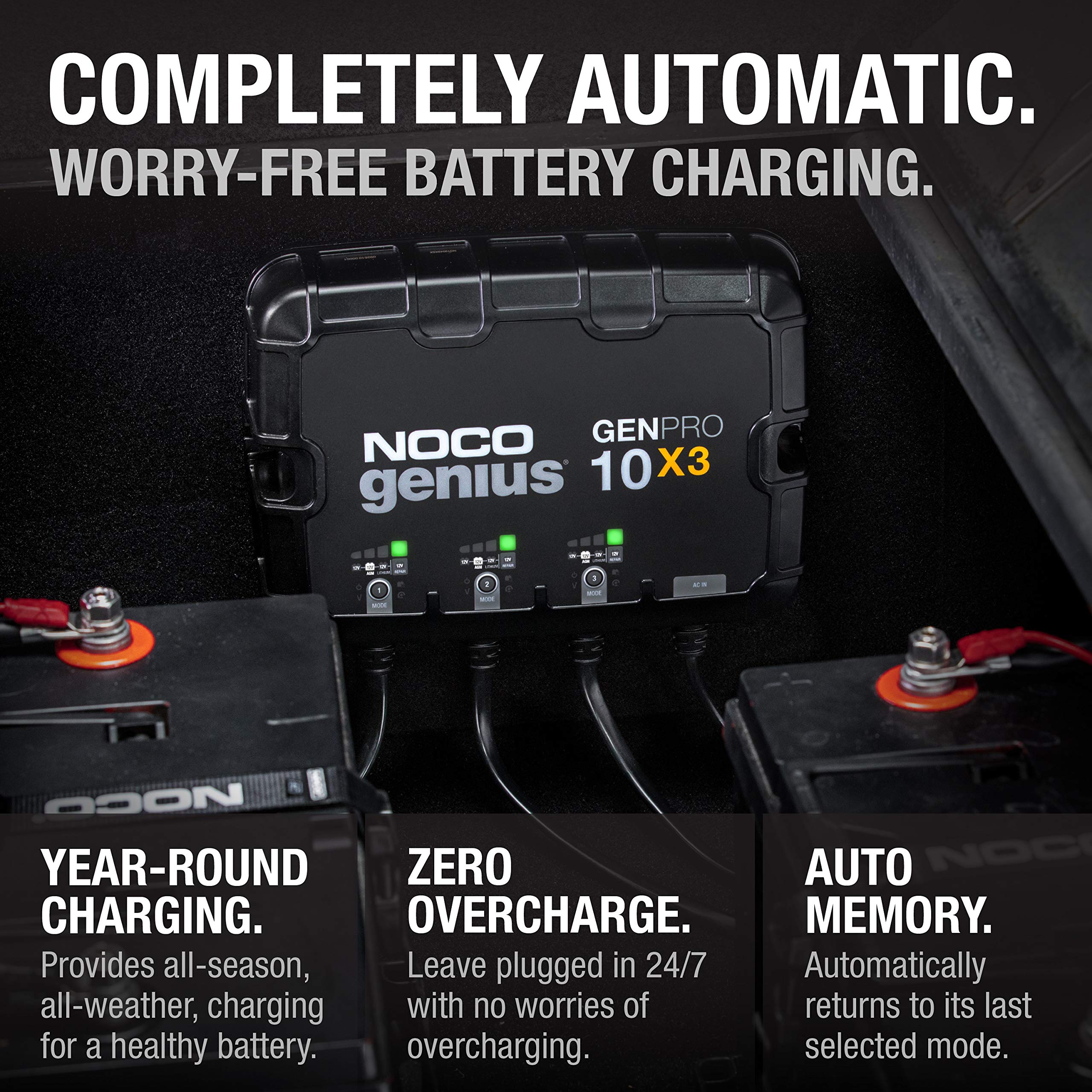 NOCO NOCO Genius GENPRO10X3, 3-Bank, 30A (10A/Bank) Smart Marine Battery Charger, 12V Waterproof Onboard - Outdoor Depot