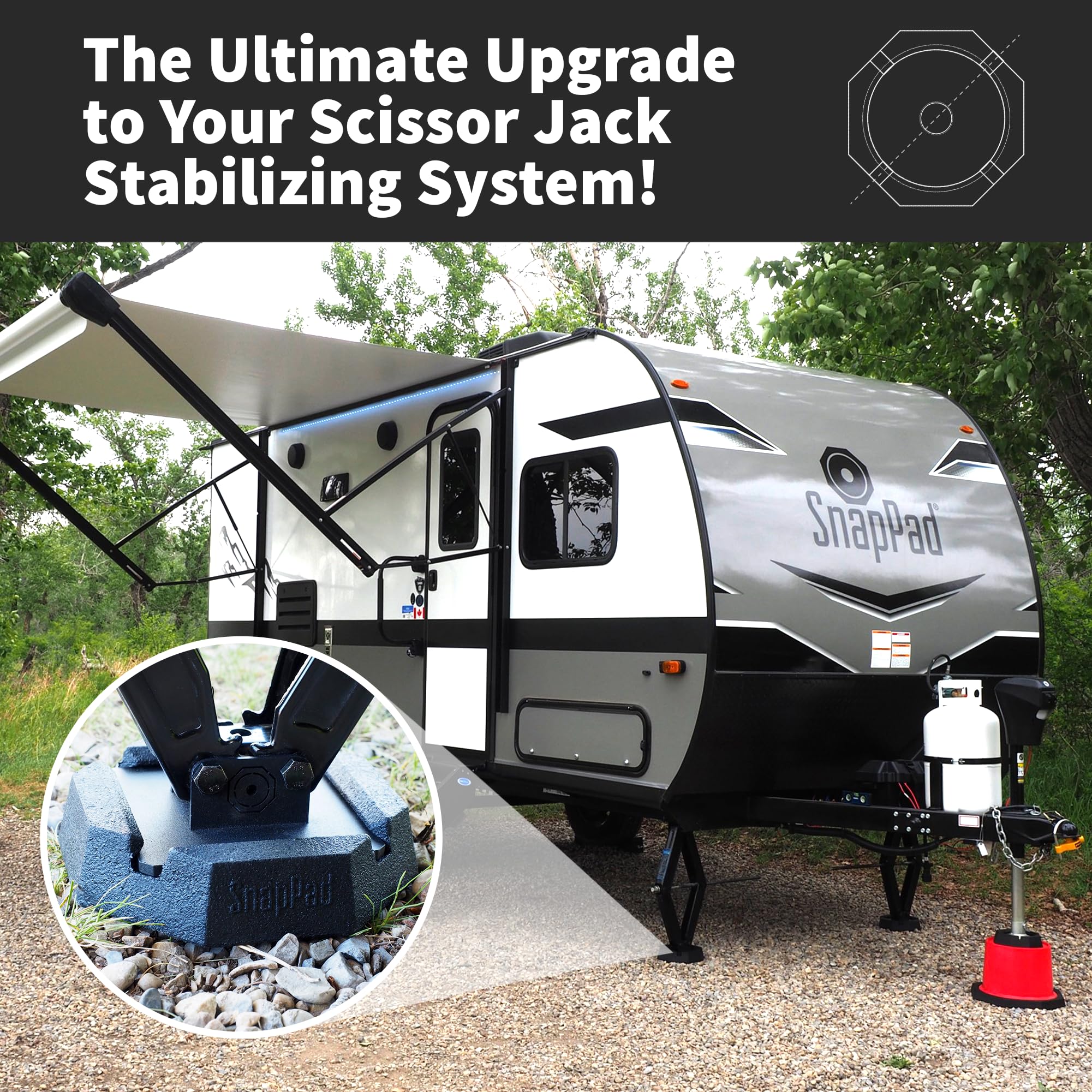 SnapPad SnapPad SnapJack™ SJ (Pack of 4) | Two-Point Trailer Jack Stands Featuring 5.5" Metal Foot | Adds - Outdoor Depot