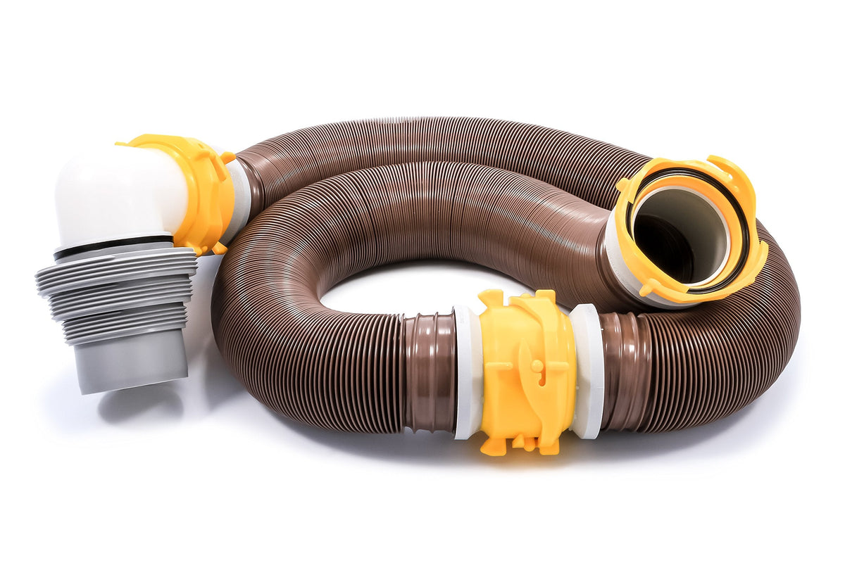 Camco Camco 39625 Revolution 20' Sewer Hose Kit with 360 Degree Swivel Fittings and 4-in1 Elbow Adapter, - Outdoor Depot