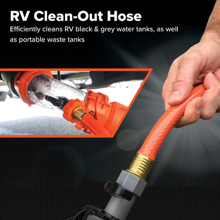 Camco Camco Rhino 25-Ft Clean-Out Camper/RV Black Water Hose - Features a Heavy-Duty PVC Design & Bright - Outdoor Depot