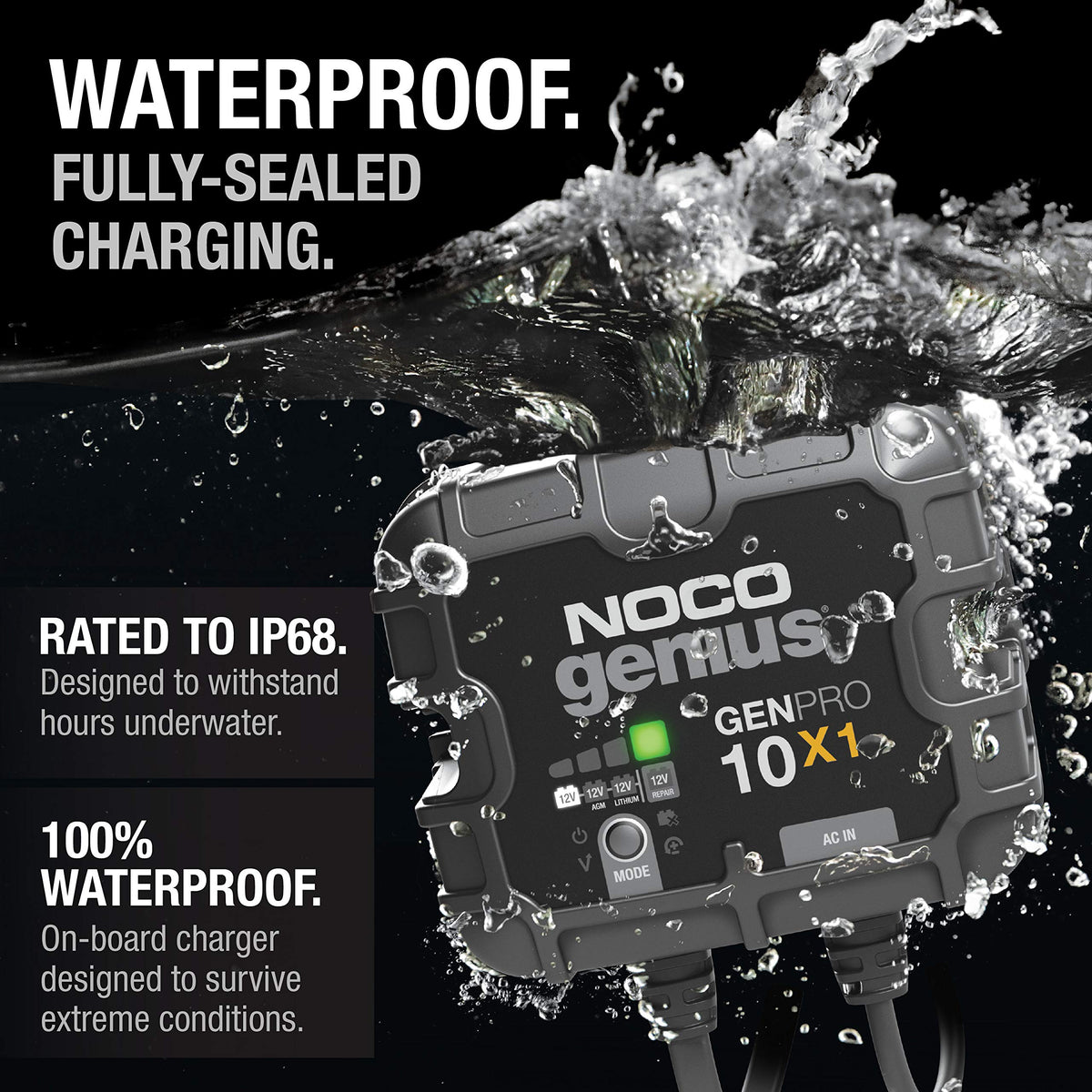 NOCO NOCO Genius GENPRO10X1: 1-Bank, 10A Onboard Battery Charger - 10A Per Bank, 12V Waterproof Marine - Outdoor Depot