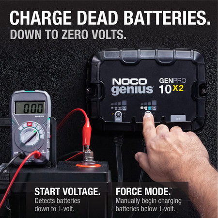 NOCO NOCO Genius GENPRO10X2: 2-Bank, 20A Onboard Battery Charger - 10A Per Bank, 12V Waterproof Marine - Outdoor Depot