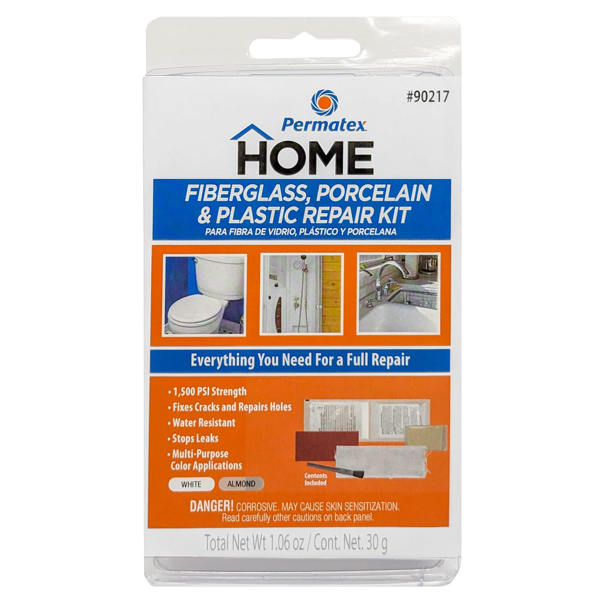 AP PRODUCTS 002-90217 Devcon Fiberglass, Porcelain and Plastic Repair Kit - White/Almond