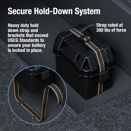 ATTWOOD MARI 9082-1 Attwood  Small Battery Box with Mounting Kit and Strap, Fits U1 Bat...