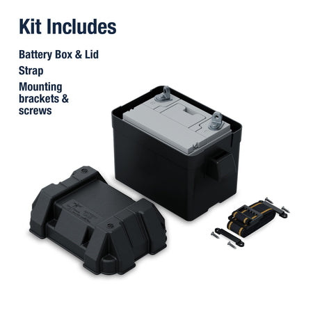 ATTWOOD MARI 9082-1 Attwood  Small Battery Box with Mounting Kit and Strap, Fits U1 Bat...