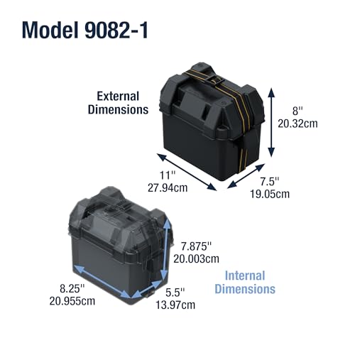ATTWOOD MARI 9082-1 Attwood  Small Battery Box with Mounting Kit and Strap, Fits U1 Bat...