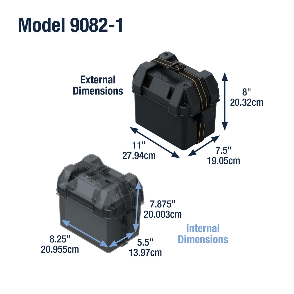 ATTWOOD MARI 9082-1 Attwood  Small Battery Box with Mounting Kit and Strap, Fits U1 Bat...