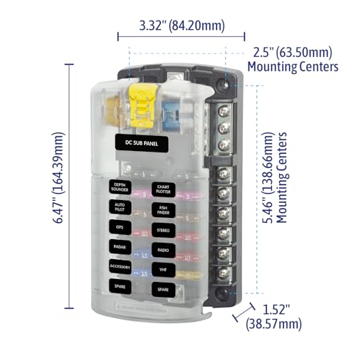 BLUE SEA 5026BSS FUSE BLOCK ST BLADE 12CIR
