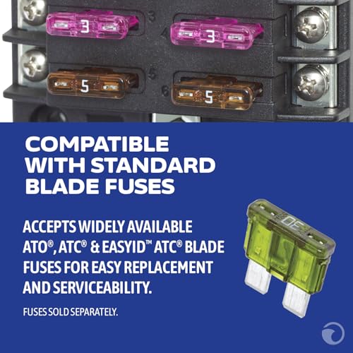 BLUE SEA 5026-BSS Systems ST Blade Fuse Block 12 Circuit with Ground and Cover, 100 A...