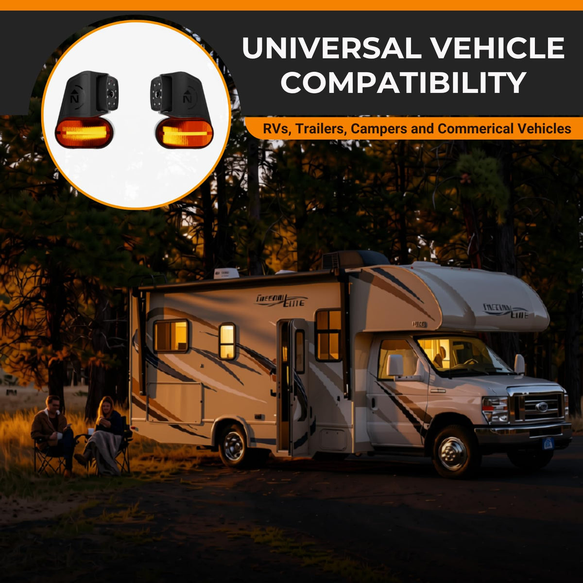 BRAND MOTION AHDS-7812 Brandmotion Wireless HD Side Marker Light Cameras RV & Camper