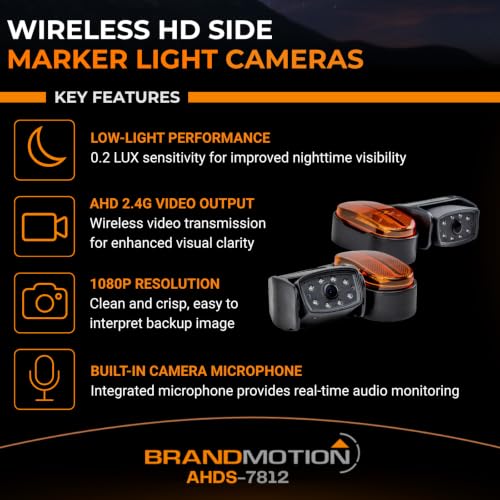 BRAND MOTION AHDS7812 WIRELESS HD SIDE MARKER LIGHT CAMER