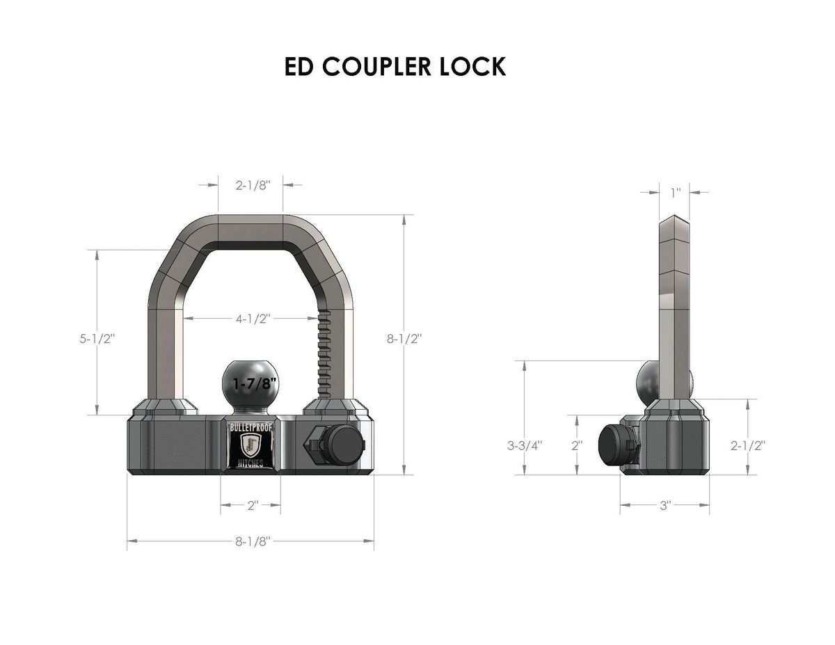 BULLETPROOF EDCOUPLER Hitches - Extreme Duty Trailer Coupler Lock - Universal Trailer Loc...