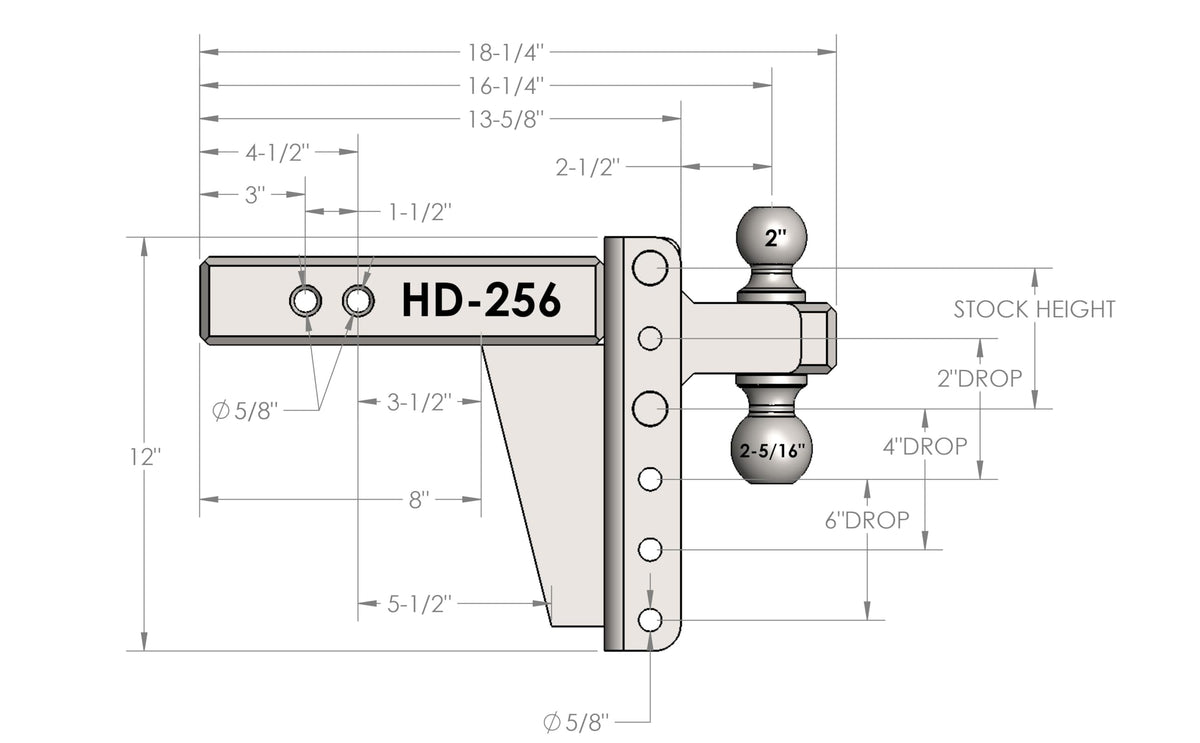 BULLETPROOF HD256 2.5' HEAVY DUTY 6' DROP/RISE
