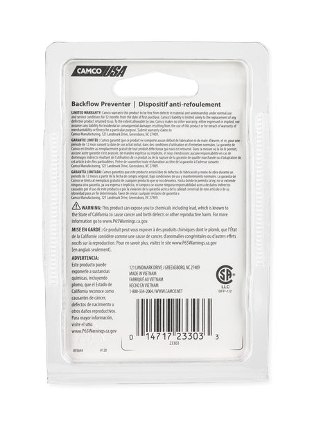 CAMCO 23303 1/2' BACK FLOW PREVENTER