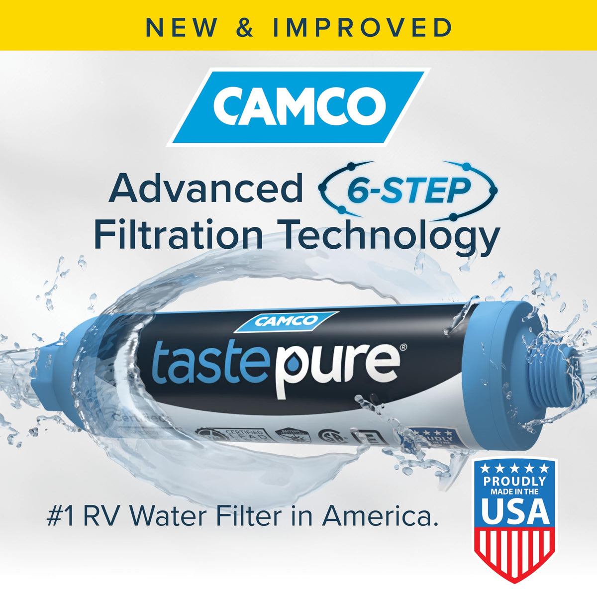 CAMCO 40043 Tastepure RV Water Filter - GAC & KDF Filtration - Made in the USA RV & Camper