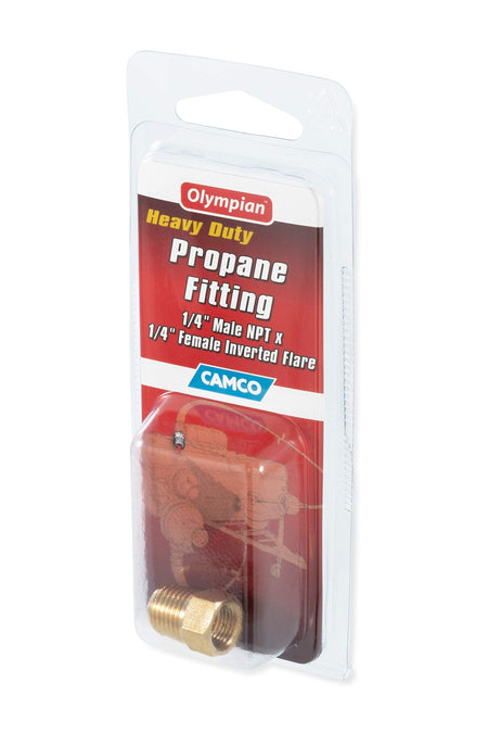 CAMCO 59953 Propane Fitting - 1/4 Male NPT x 1/4 Female Inverted Flare RV & Camper