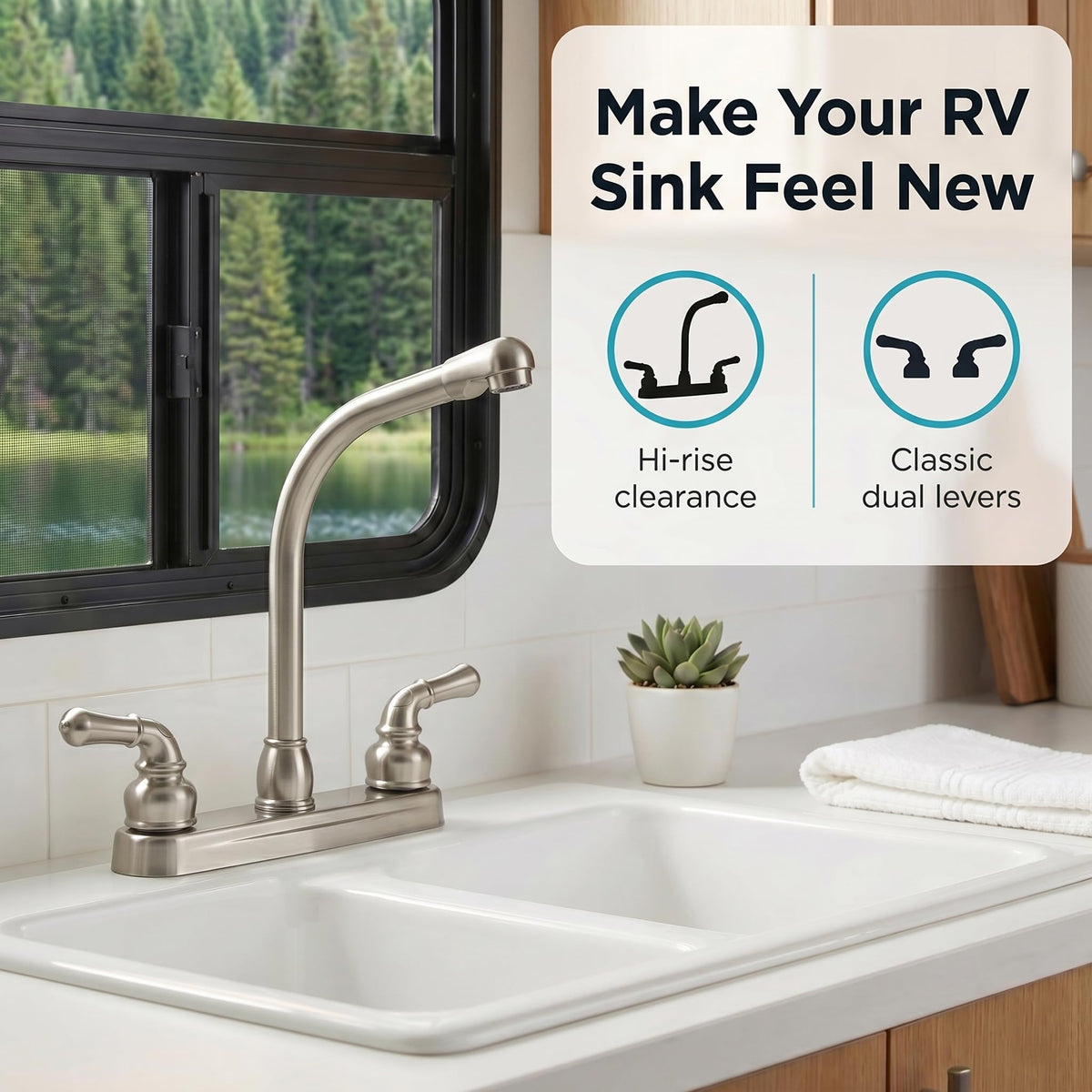 DURA FAUCET DFPK210CSN HI-RISE RV KITCHEN FAUCET