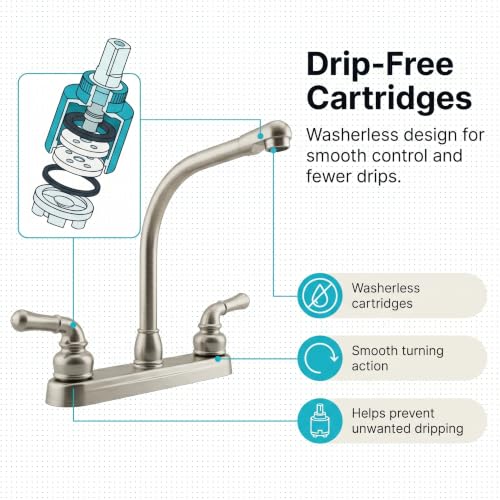 DURA FAUCET DFPK210CSN HI-RISE RV KITCHEN FAUCET