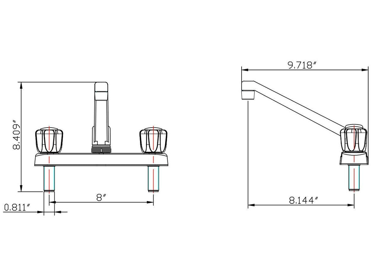 DURA FAUCET DFPK600ACP TWO HANDLE RV KITCHEN