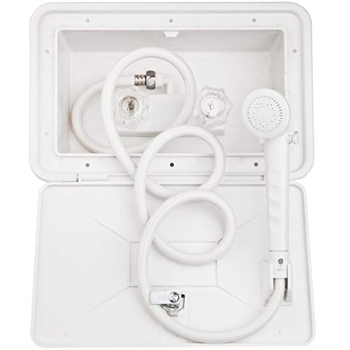 DURA FAUCET DFSA170WT DF-SA170-WT RV Exterior Shower Box Kit Lockable (White) RV & Camper