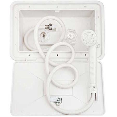 DURA FAUCET DFSA170WT DF-SA170-WT RV Exterior Shower Box Kit Lockable (White) RV & Camper